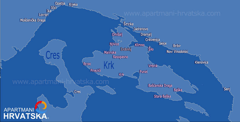 Pretraga po karti: apartmani, sobe, kuće za odmor, privatni smještaj otok Krk